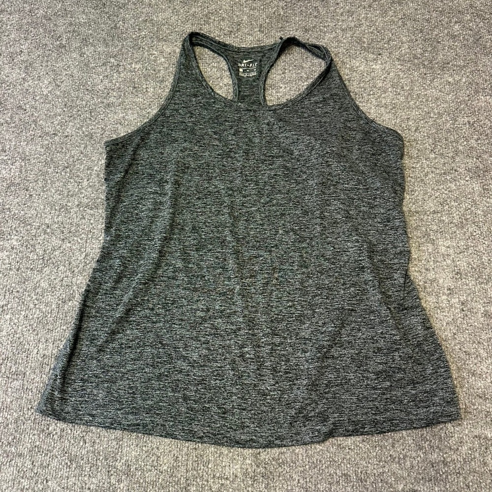Nike Tank Top Womens Size XL Gray Dri-Fit Racerback Space Dye Mesh Athletic Gym